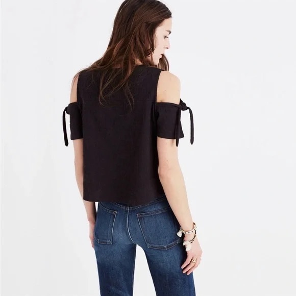 Madewell Cold Shoulder Skylark Black Shirt - Picture 2 of 8